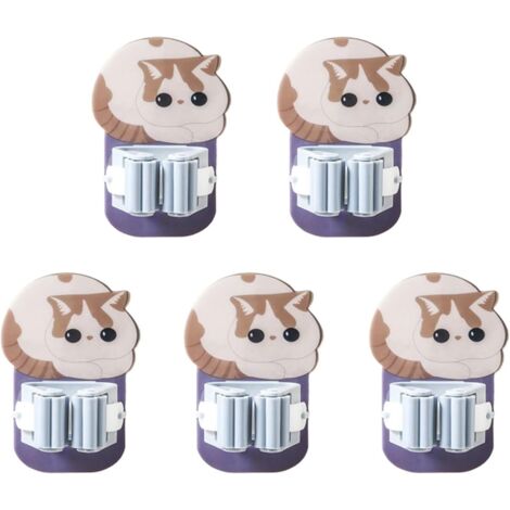 Lot de 5 supports muraux autocollants pour balai à franges - En ABS - Forte capacité de charge - Pour salon (1/5)