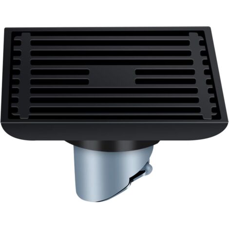 Siphon De Sol Baignoire, Siphon Douche, Attrape Cheveux Douche en Acier Inoxydable, Siphon Sol Carré Noir, Grille Douche 10x10, Anti-Insectes et Déodorant, pour Salle de Bain, Cuisine, Balcon, Jardin (1/5)