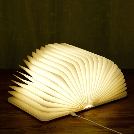 Lampe de livre pliante en bois, lampes de livre à LED magnétiques, lumières décoratives / veilleuse, lampe de bureau rechargeable USB,  idéal pour les femmes / parents / enfants (érable blanc)