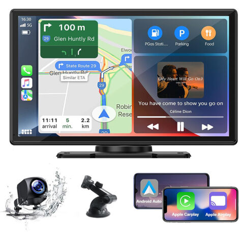 Autoradio Carplay sans fil 9 pouces – Écran tactile IPS – Bluetooth 5.0 – Caméra de recul étanche – Navigation GPS en temps réel (1/5)