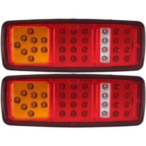 Lot de 2 feux arrière 33 LED 12V – Résistants aux chocs et à l'eau – Système à 5 fils – Pour voiture, remorque, camion, bus, van, caravane (1/5)