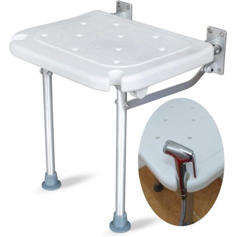 Chaise de Douche Pliante, Siège de Douche Pliant avec Pieds, siège de Douche Mural Tabouret de Bain pour Personnes âgées supporte jusqu'à 440 kg, 40 x 32 x 42 cm (1/5)