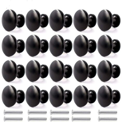 20PCS Boutons de Porte Boutons de Tiroir 30mm Poignées Vintage Armoires de Cuisine Placard Meubles Boutons (Noir) (1/5)