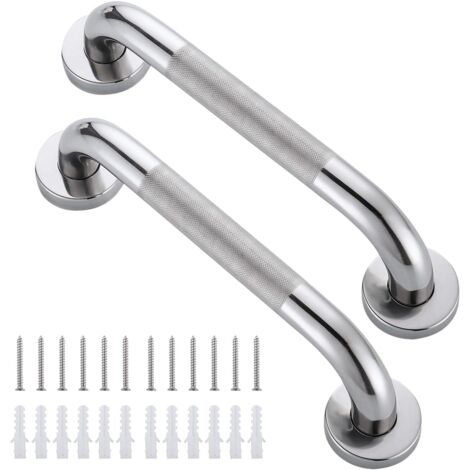 Barre d'appui Douche,Lot de 2 Barre d'appui en Acier Inoxydable 304 pour les Personnes âgées avec Surface Moletée,Poignée de Douche Antidérapante,Poignée de Sécurité pour Âgées/Handicapées/Enfants (1/5)