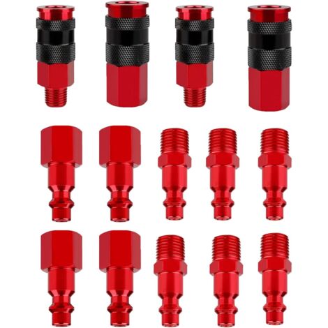 Universal Amt 14 pièces raccord de tuyau d'air, kit de raccord d'air en aluminium I / M pour compresseur d'air (1/5)