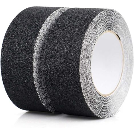 2 Pack Ruban antidérapant, Bandes antidérapantes avec Ruban adhésif antidérapant pour escaliers, marches, revêtements de Sol, Ruban antidérapant Solide, Autocollant, (5cm x 10m, Noir) (1/5)