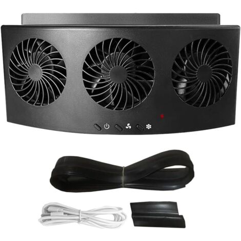 Ventilateur de voiture à énergie solaire, ventilateur d'air d'été de mini refroidisseur de refroidissement automatique, ventilateur d'échappement de voiture avec trois sorties d'air, noir (1/5)