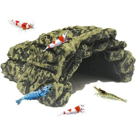 Grotte décorative pour aquarium ,Abri confortable en résine ou Betta et crevettes, bords lisses et texturés doux et cachette spacieuse pour les poissons Betta pour se reposer et se reposer