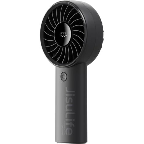 Mini ventilateur portable 3600 mAh avec vent puissant, mini ventilateur rechargeable par USB avec affichage numérique, 5 vitesses de vent, idéal pour les voyages, l'école, les cils - Noir (1/5)