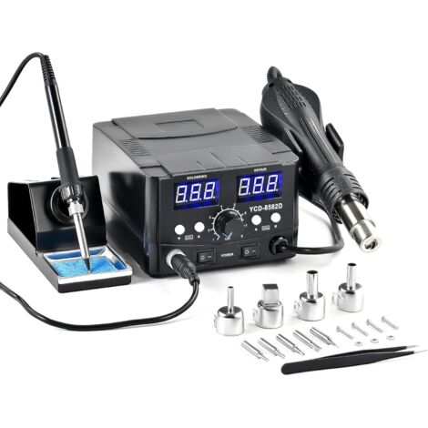 Station de soudage 2 en 1 avec pistolet à air chaud 750W – Température 200-480℃ – Affichage LED numérique – Débit d'air 120 l/min - 8582D (1/5)