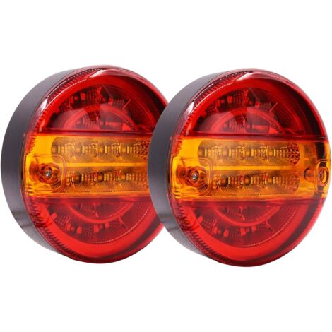 Feux arrière de remorque LED 20 puces 12V – Ronds 5,5 pouces – Résistants à l'eau et aux chocs – Feu stop et indicateur directionnel (1/5)
