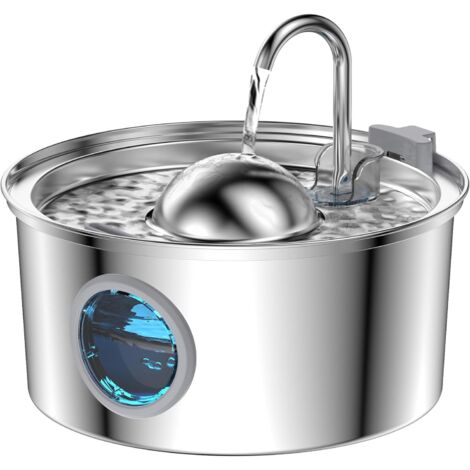 Fontaine à eau pour chat en acier inoxydable 3,2L – Multi-filtration – Affichage niveau d'eau – Design robinet – Pour animaux de petite taille (1/5)