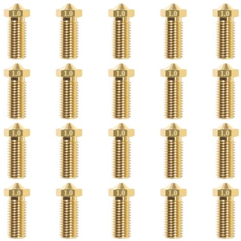 20pcs 1.0mm Volcanic Brass 3D buse pour V5 V63D imprimante, extrudeuse jet de tête d'impression (1/5)