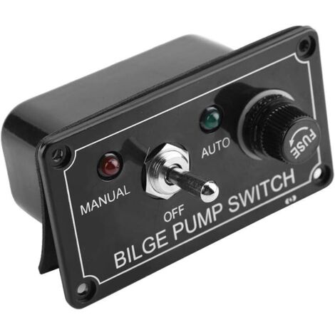 Commutateur de pompe de cale interrupteur pompe de cale, Manuel, Panneau de commutateur de pompe de cale, Indicateur LED 12V, Manuel/Arrêt/Auto pour bateau (1/5)