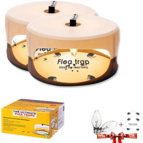 Lot de 2 pièges à puces lumineux – 4 ampoules UV – dôme anti-fuites – non toxique – capture efficace puces et moucherons (1/5)