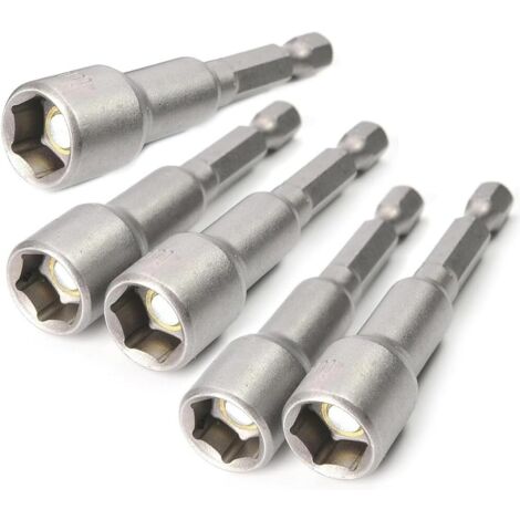 Lot de 5 douilles magnétiques de 10 mm - Pour perceuse ou visseuse sans fil - 65 mm de long (1/3)