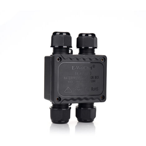 Boîte de jonction étanche IP68 4 voies - Noir - Câble de terre extérieur - Presse-étoupe électrique - Boîte de jonction extérieure - Pour diamètre de 5-9mm (1/5)