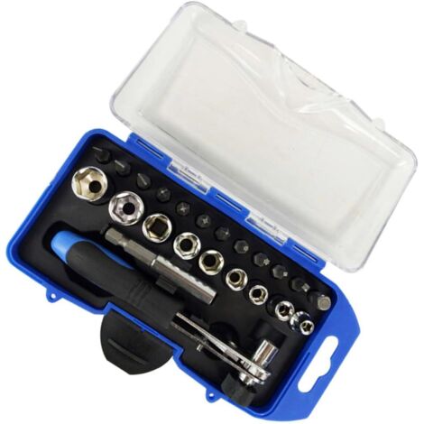 23Pièces Cliquet Tournevis pour Réparation Urgence Outils de Mécanique Automobile avec Manche Ergonomique (1/5)