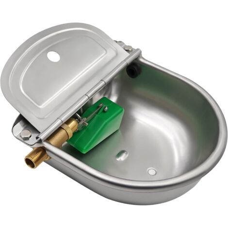 Abreuvoir Automatique pour Animaux, Abreuvoir pour BéTail en Acier Inoxydable avec Robinets en Cuivre RéGlables de 1/2' Et Bouchon de Vidange pour Chevaux, ChèVres, Moutons et Chiens