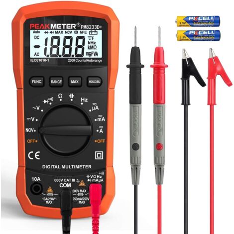 Multimètre numérique automatique – Tension AC/DC jusqu'à 600V – Courant jusqu'à 10A – Résistance jusqu'à 20MΩ – Écran LCD rétroéclairé (1/5)