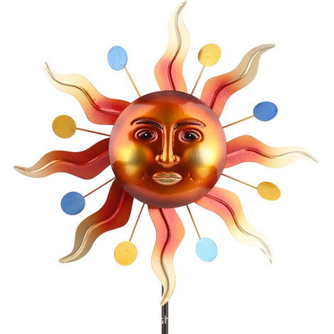 Dessin animé abstrait Sun Windmill, créatif métal ferronnerie Windmill pour la maison jardin Cour pelouse (1/5)