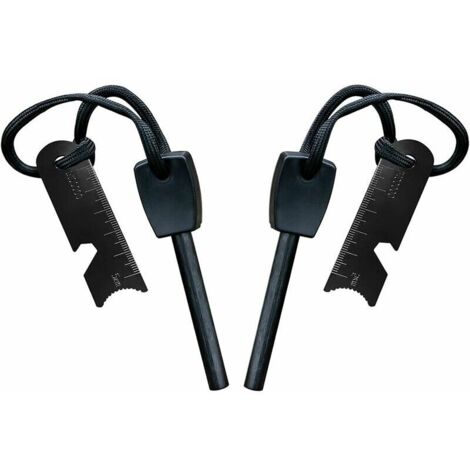 Pierre à Feu de Survie,Allume Feu avec Grattoir, Waterproof, 10,000 Etincels à 3,000 Degrés, Barre 8 mm, Fire Steel en Magnesium - Fire Starter,Lanière de Cou,Grattoir Multi-Outils(2 pièces) Cisea (1/5)
