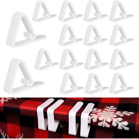 16 pcs pinces à nappe, pinces à nappe en plastique pratiques pinces à nappe de pique-nique pour événements intérieurs et extérieurs convient aux tables de 1 à 3 cm d'épaisseur (blanc) (1/5)