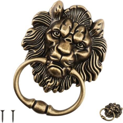 15.6cm Heurtoir de Porte à Tête de Lion, Antique Bronze Lions Tête Heurtoir,Lion Heurtoir en Forme pour Portes D'entrée la Décoration de la Maison (1/5)