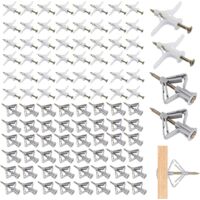 Kit de 200 chevilles et vis pour plaques de plâtre – 100 vis 3,5 x 50 mm – Bouchons d'expansion et papillon inclus – Fixation puissante