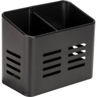 Panier à couverts , corbeille Black Outdoor Kitchen en métal thermolaqué, visuel élégant noir pour le rangement des couverts, 16 x 13,5 x 9 cm