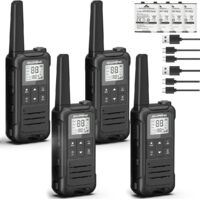 Walkie Talkies Long Range pour Adulte, Baofeng Portable FRS Radio Rechargeable Walkie Talkie Portable Radio bidirectionnelle 1400mAh Batterie Li-ion Câble USB-C NOAA VOX Walkie Talky pour Camping Rand