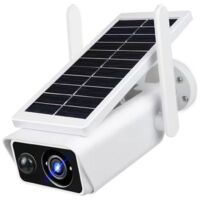 caméra de sécurité extérieure,Caméra de sécurité solaire extérieure batterie rechargeable caméra de surveillance à domicile sans fil WiFi avec détection de mouvement PIR, vision nocturne, au
