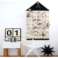 Calendrier de l'Avent en tissu Oxford 110 cm x 52 cm – 24 jours pour suspendre décorations de Noël – Personnalisable avec petits cadeaux