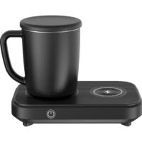 Tasse à café en charge, chauffe-café portable, gadget à café, tasse cadeau - Refroidisseur et réchauffeur de tasse à café 3 en 1 avec chargeur sans fil rapide de 15 W, 12 oz, jusqu'à 130 ℉ ou jusqu'à