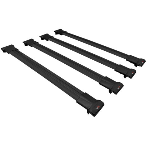 Compatible avec Renault Trafic 3 (X82) 2014-2026 FLY Modèle Barres de Toit Railing Porte-Bagages de Voiture Aluminium Noir 4 Barres