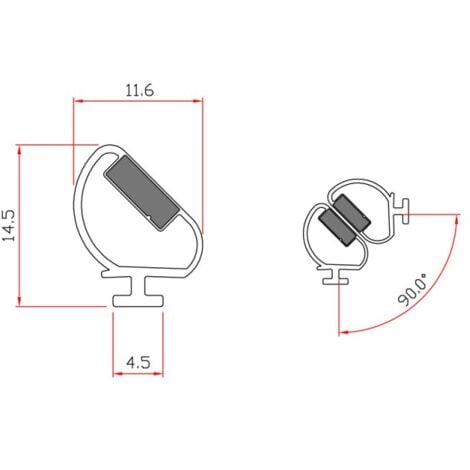 Guarnizione Magnetica Box Doccia in Gomma EC-MAG-3322 Angolo 90 Bianco