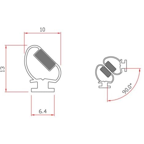 Guarnizione Magnetica Box Doccia in Gomma EC-MAG-2601 Angolo 90° Grigio