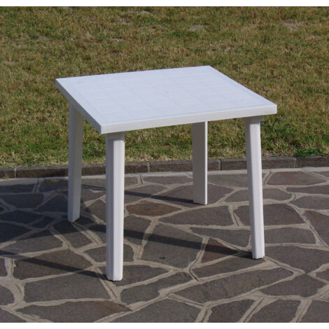 Weekend tavolo in polipropilene con finitura lucida bianco da esterno 80x80x72 cm (1/5)
