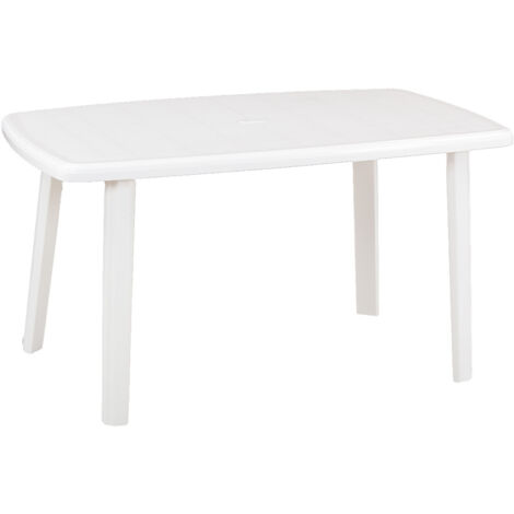 Idroweb – Tavolo da giardino in polipropilene bianco 140x90 cm – Resistente agli agenti atmosferici – Altezza 72 cm – 6 posti (1/5)