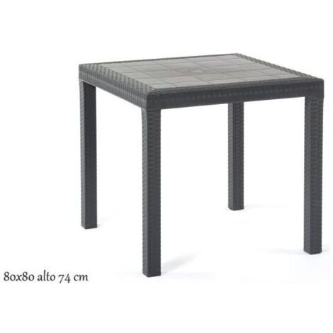 Idroweb – Tavolo da giardino in polipropilene effetto rattan 80x80xh74 cm – Resistente agli agenti atmosferici e raggi UV – Design moderno ed elegante (1/10)