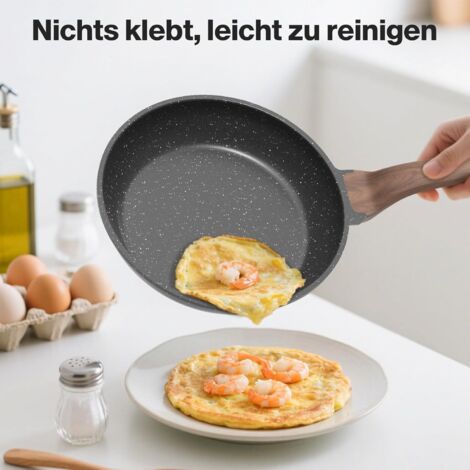 Bratpfanne mit Antihaftbeschichtung, 20 cm, Pfanne mit Granitbeschichtung für Eier, Pfannkuchen und Speck (1/5)