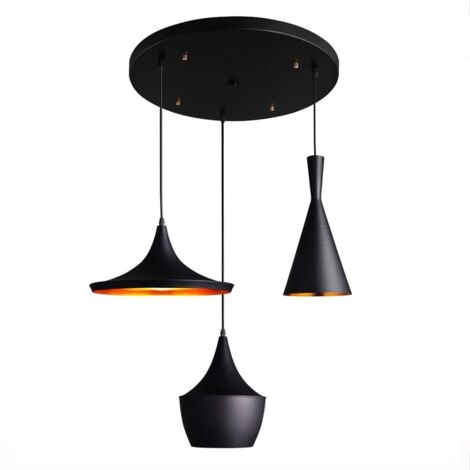 Barcelona Led – Suspension scandinave en aluminium 3 lampes réglables – Finition noire – Hauteur jusqu'à 1,6 m – Compatible E27 40W – IP20 intérieur (1/4)