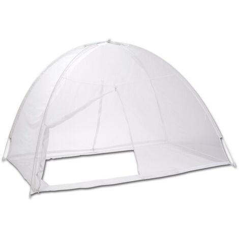 OSE – Moustiquaire dôme pop-up pour lit 200x180cm – Protection complète contre insectes – Housse de rangement incluse – 100% polyester blanc