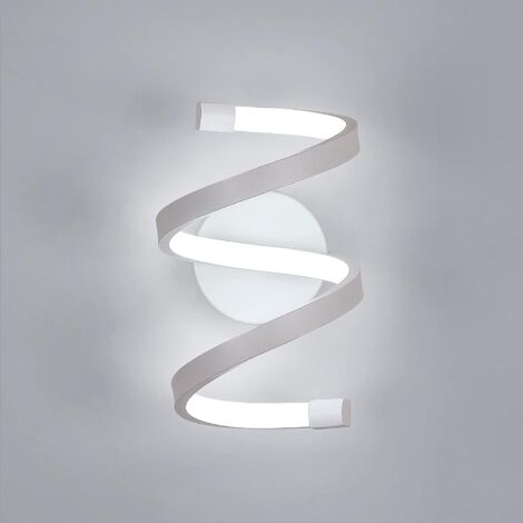 Goeco – Applique murale LED 18W spirale blanche – Éclairage blanc froid 6500K – Matériau acrylique et métal – Design moderne pour chambre et bureau (1/5)