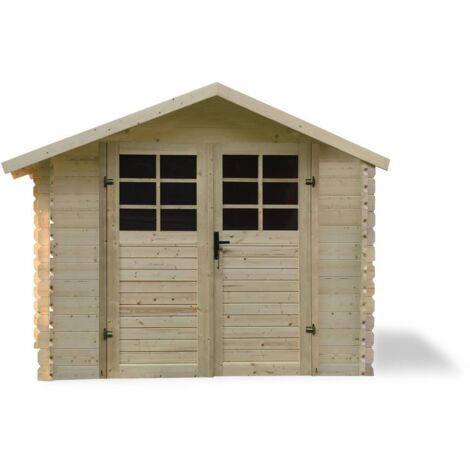 Abri jardin bois traditionnel - 8.88 m2 - 2.98 x 2.98x 2.18 m - 28 mm (1/2)
