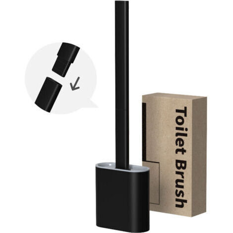 Toilettenbürste, Silikon-Toilettenbürste, antibakterielle, schnelltrocknende Silikon-Toilettenbürste, Toilettenbürste mit langem Griff (Schwarz) (1/5)