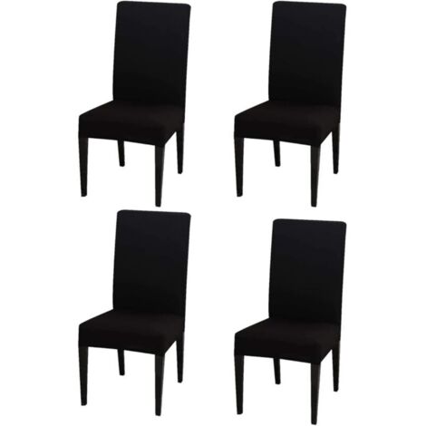 Set aus 4 schwarzen Stühlen, Stuhlhussen mit hoher Rückenlehne (38 x 38 x 47 cm), modern, elastisch und waschbar, geeignet für Esszimmer und Küche