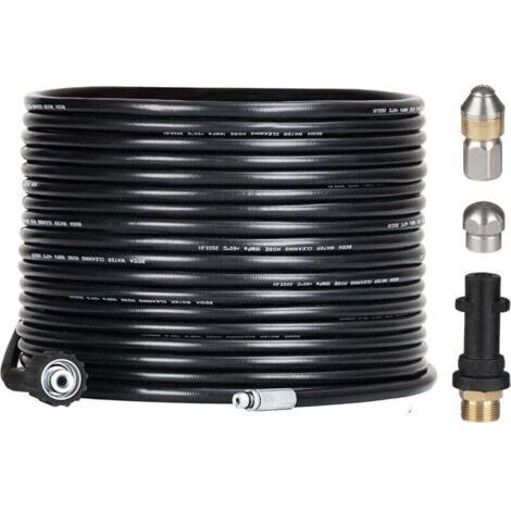 Schlauchreinigungsset für Hochdruckreiniger – 15 m – mit Düse und Schwenkdüse – Professionelles 180-bar-Rohrreinigungsset – mit Adapter für Kärcher K2/K3/K4/K5/K6/K7 Zubehör – AA (1/4)