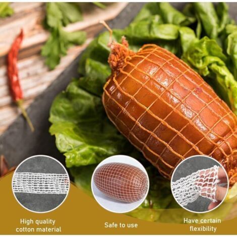 m Rolle Fleischnetz, Größe 18, elastische Form für Putenfleisch, Schinken, Wurstwaren, Geflügel, Räucherfleisch, Verpackungsnetz (3 m) (1/3)
