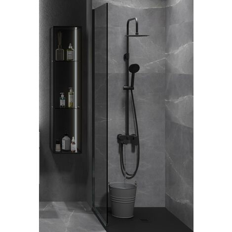 Conjunto de ducha y bañera termostático Nite black
